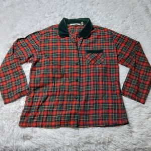 COPY - Victoria's Secret Green and Red Long Sleeve Flannel Sleep Shirt